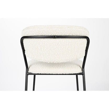 White Label Living Barkruk Jolien Zwart / Wit Boucle - KwaliteitWonen.nl