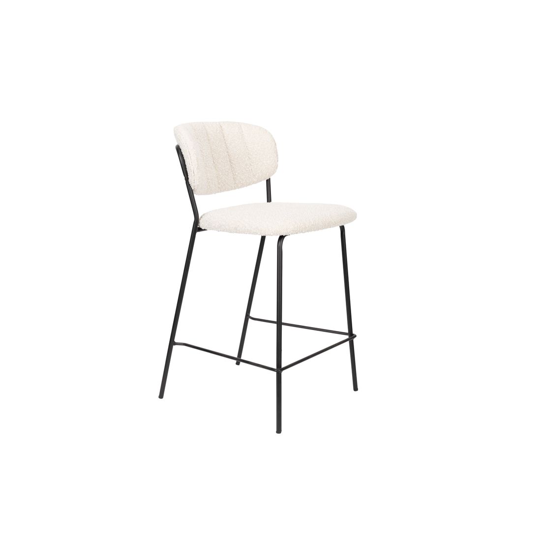 White Label Living Barkruk Jolien Zwart / Wit Boucle - KwaliteitWonen.nl