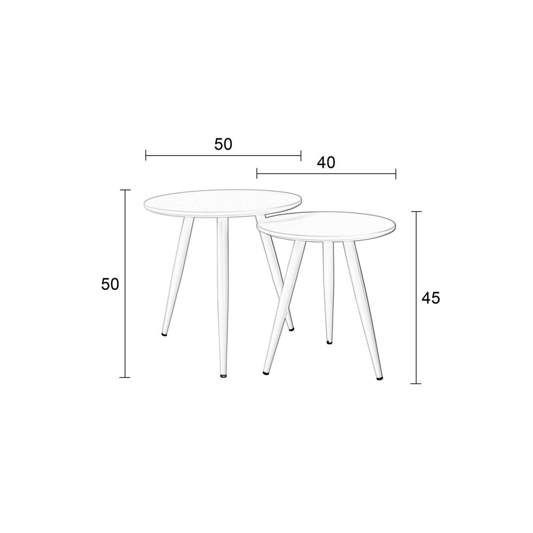 White Label Living Bijzettafel Daven Wit (Set van 2) - KwaliteitWonen.nl