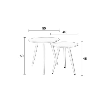White Label Living Bijzettafel Daven Wit (Set van 2) - KwaliteitWonen.nl