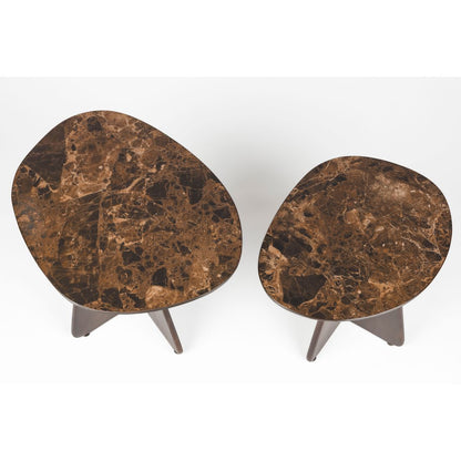 White Label Living Bijzettafel Naut Walnoot (Set van 2) - KwaliteitWonen.nl