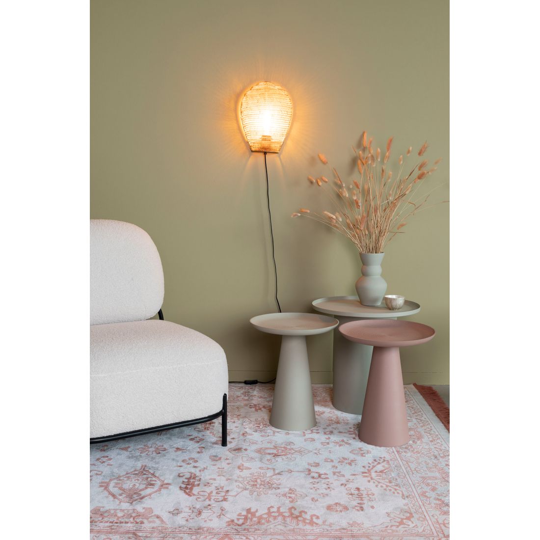 White Label Living Bijzettafel Sverre Rond Wit Beige - KwaliteitWonen.nl