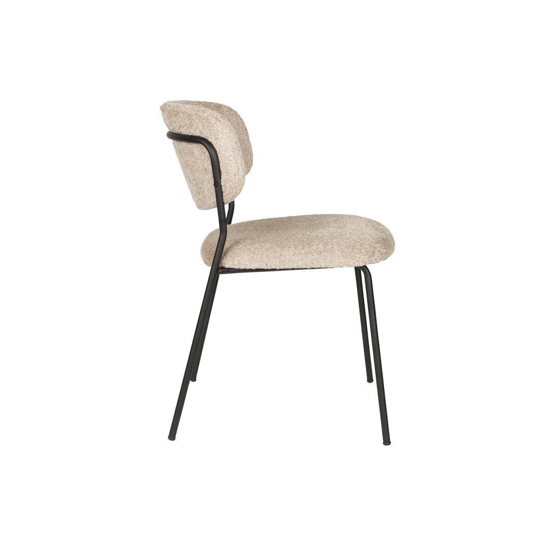 White Label Living Chair Jolien Black/Beige Bouclé - KwaliteitWonen.nl