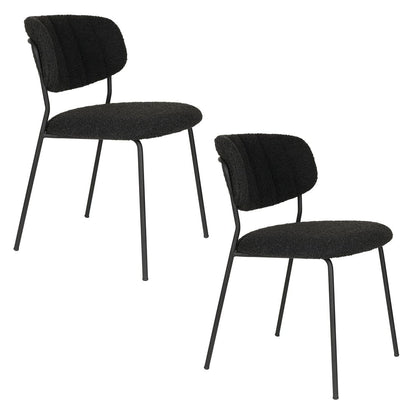 White Label Living Chair Jolien Black/Black Bouclé - KwaliteitWonen.nl