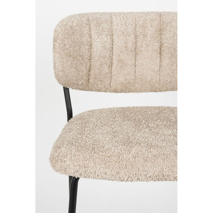 White Label Living Counter Stool Jolien Black/Beige Bouclé - KwaliteitWonen.nl