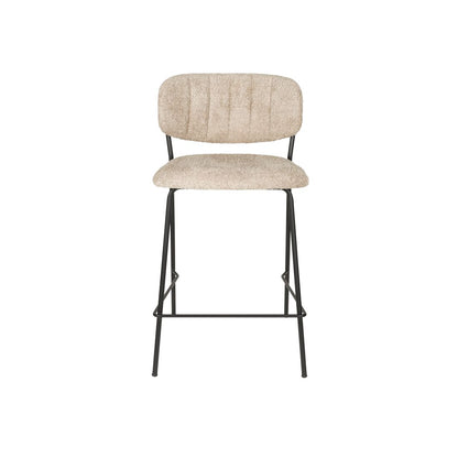 White Label Living Counter Stool Jolien Black/Beige Bouclé - KwaliteitWonen.nl
