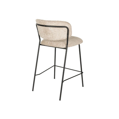 White Label Living Counter Stool Jolien Black/Beige Bouclé - KwaliteitWonen.nl