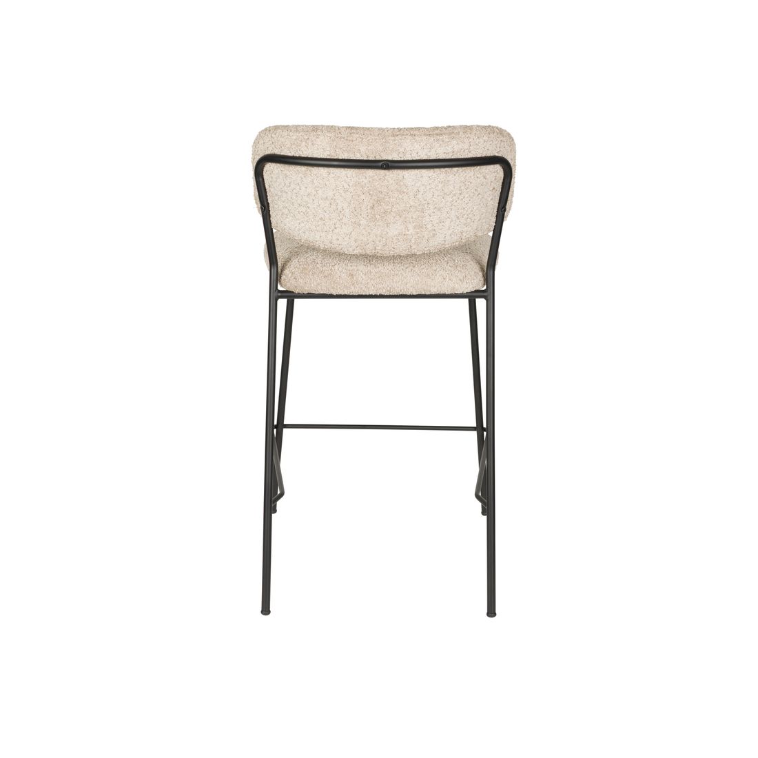 White Label Living Counter Stool Jolien Black/Beige Bouclé - KwaliteitWonen.nl