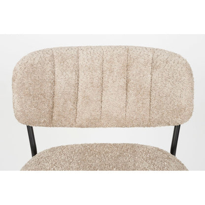 White Label Living Counter Stool Jolien Black/Beige Bouclé - KwaliteitWonen.nl