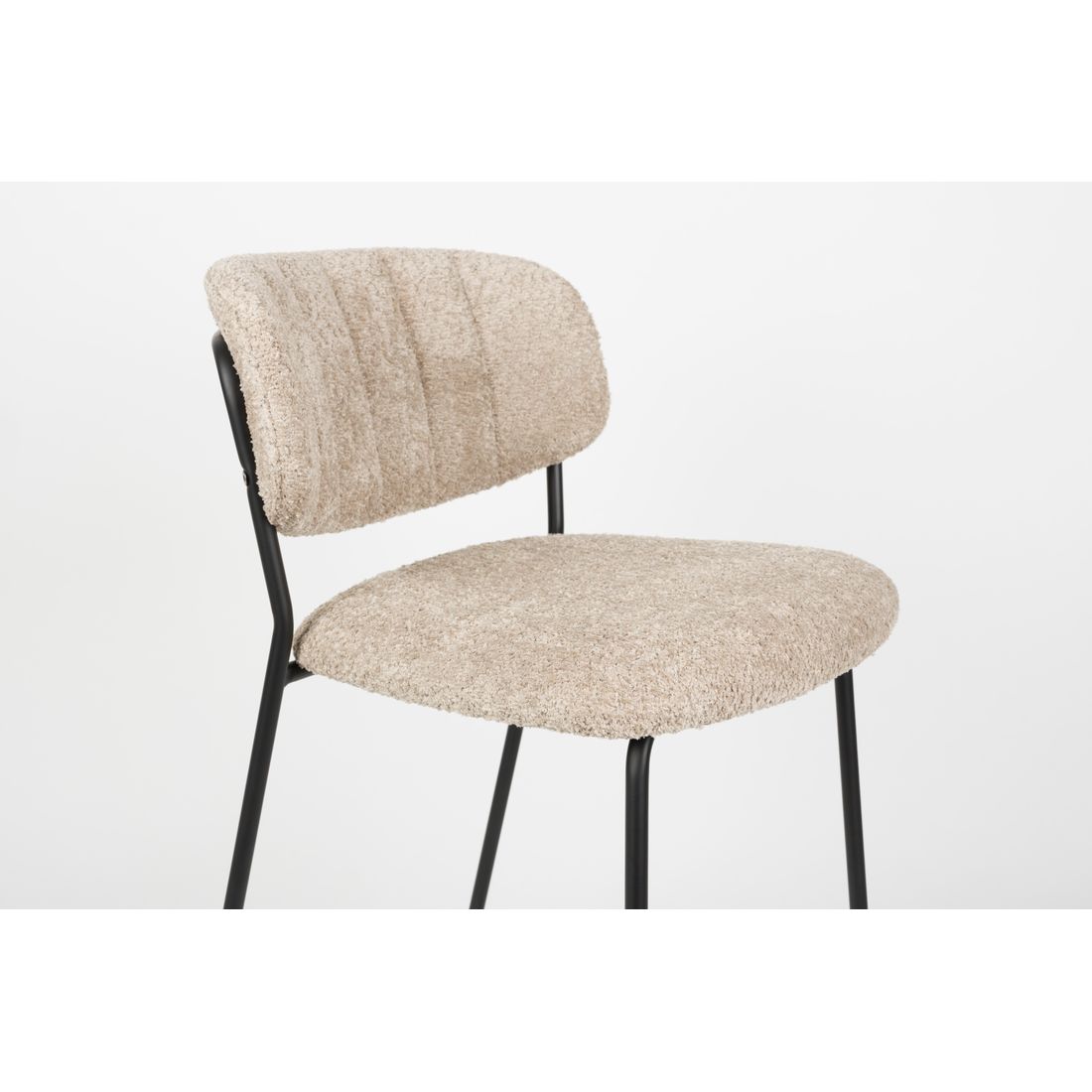 White Label Living Counter Stool Jolien Black/Beige Bouclé - KwaliteitWonen.nl