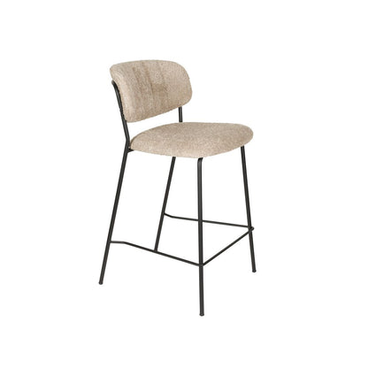 White Label Living Counter Stool Jolien Black/Beige Bouclé - KwaliteitWonen.nl
