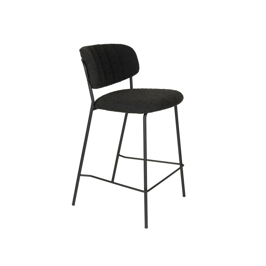White Label Living Counter Stool Jolien Black/Black Bouclé - KwaliteitWonen.nl