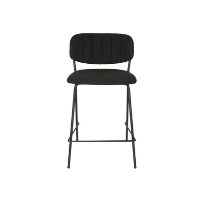 White Label Living Counter Stool Jolien Black/Black Bouclé - KwaliteitWonen.nl