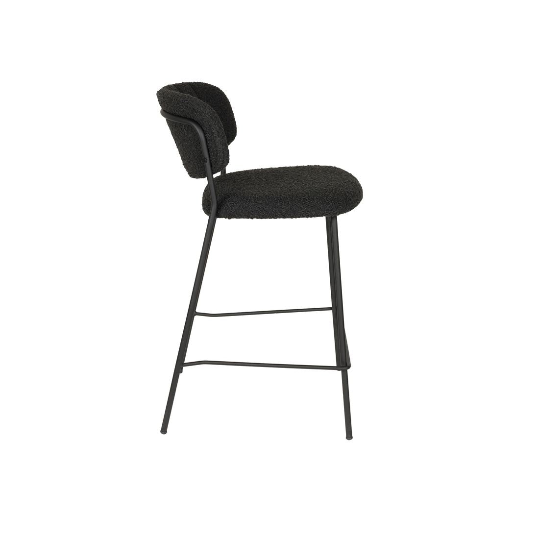 White Label Living Counter Stool Jolien Black/Black Bouclé - KwaliteitWonen.nl