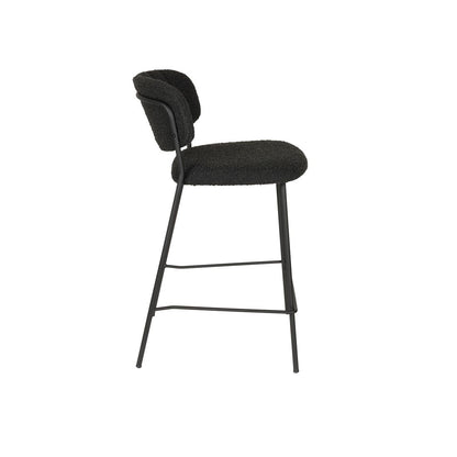 White Label Living Counter Stool Jolien Black/Black Bouclé - KwaliteitWonen.nl