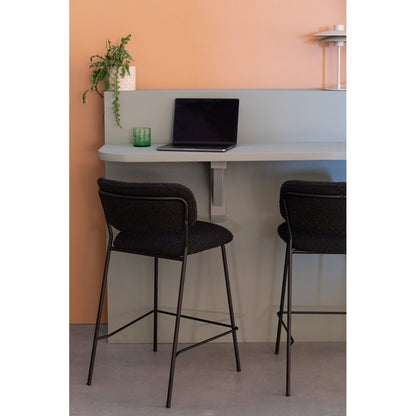 White Label Living Counter Stool Jolien Black/Black Bouclé - KwaliteitWonen.nl