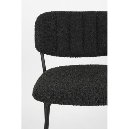 White Label Living Counter Stool Jolien Black/Black Bouclé - KwaliteitWonen.nl