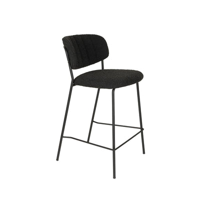 White Label Living Counter Stool Jolien Black/Black Bouclé - KwaliteitWonen.nl