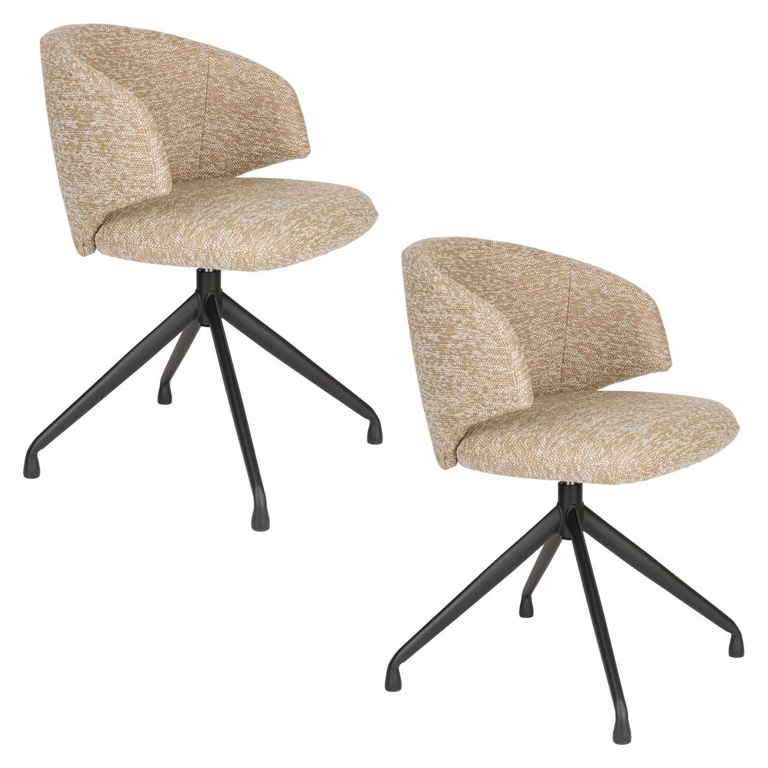 White Label Living Eetkamerstoel Balado Draaibaar Bruin Beige - KwaliteitWonen.nl