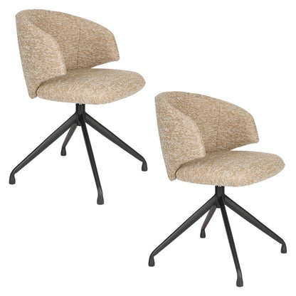 White Label Living Eetkamerstoel Balado Draaibaar Bruin Beige - KwaliteitWonen.nl