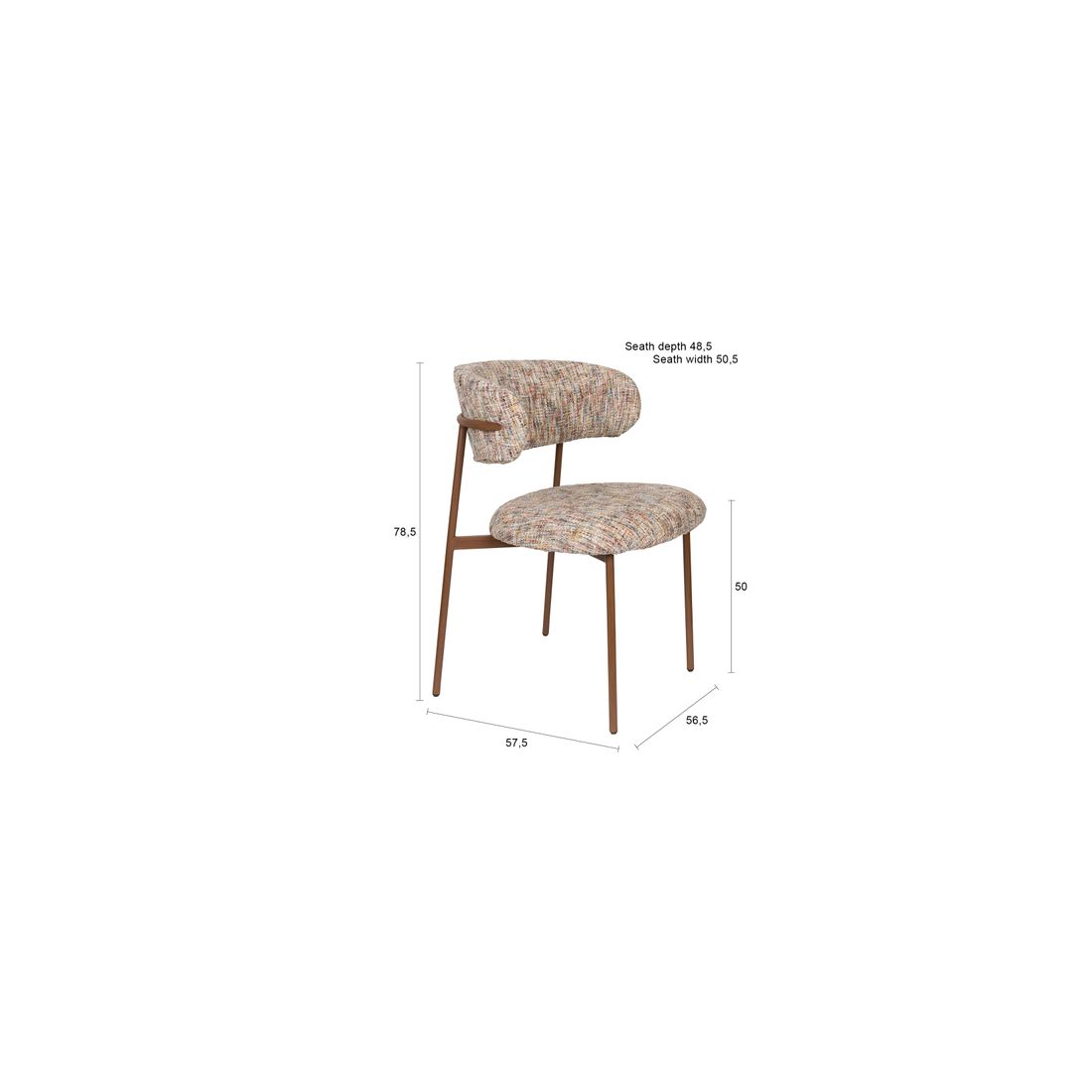 White Label Living Eetkamerstoel Claes Multicolour - KwaliteitWonen.nl