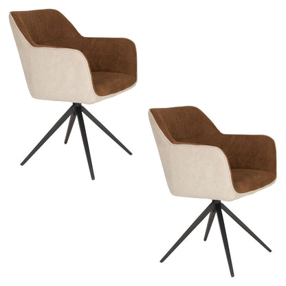 White Label Living Eetkamerstoel Daley Beige / Bruin - KwaliteitWonen.nl