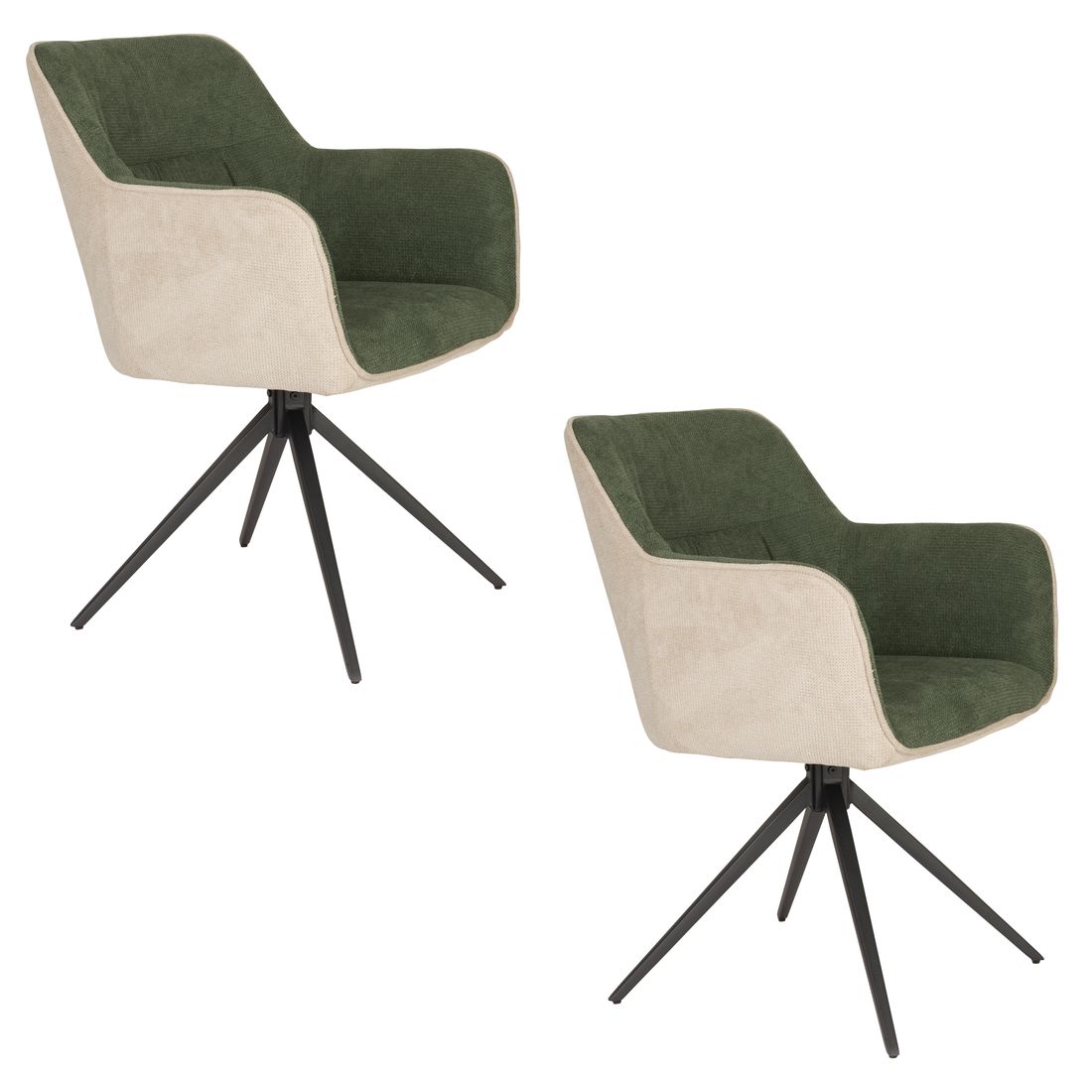 White Label Living Eetkamerstoel Daley Beige Groen - KwaliteitWonen.nl