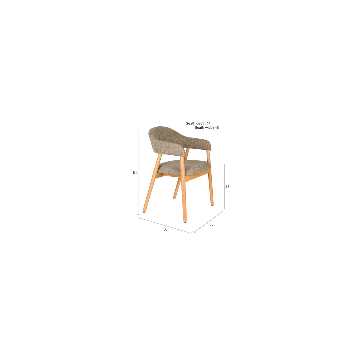 White Label Living Eetkamerstoel Indy Bruin - KwaliteitWonen.nl