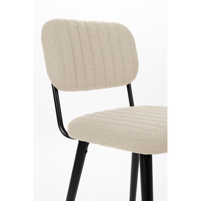 White Label Living Eetkamerstoel Jake Bouclé Wit - KwaliteitWonen.nl
