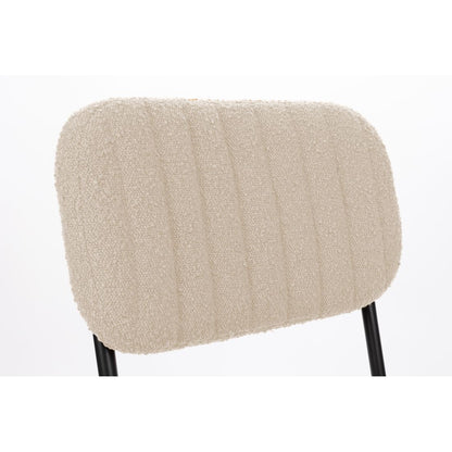 White Label Living Eetkamerstoel Jake Bouclé Wit - KwaliteitWonen.nl