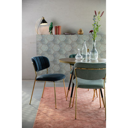 White Label Living Eetkamerstoel Jolien Goud Donkerblauw - KwaliteitWonen.nl