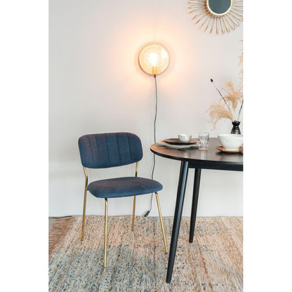 White Label Living Eetkamerstoel Jolien Goud Donkerblauw - KwaliteitWonen.nl