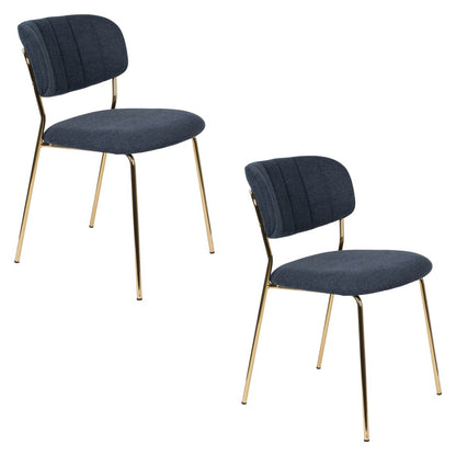 White Label Living Eetkamerstoel Jolien Goud Donkerblauw - KwaliteitWonen.nl