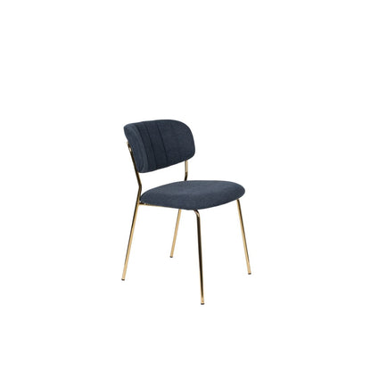 White Label Living Eetkamerstoel Jolien Goud Donkerblauw - KwaliteitWonen.nl