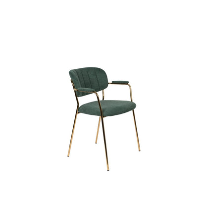 White Label Living Eetkamerstoel Jolien Goud Donkergroen - KwaliteitWonen.nl