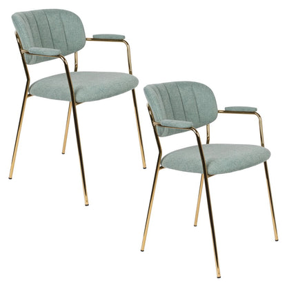 White Label Living Eetkamerstoel Jolien Goud Groen - KwaliteitWonen.nl