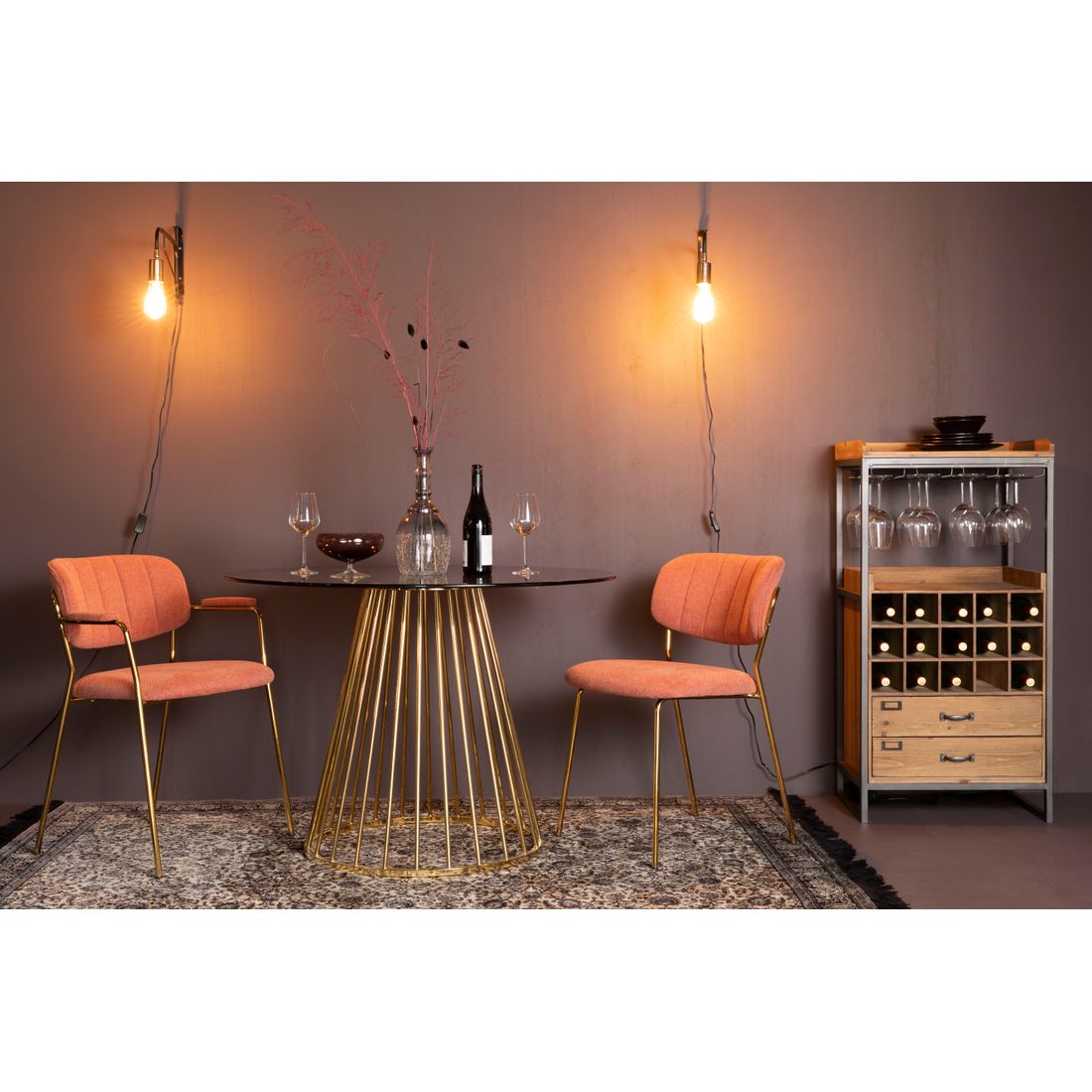 White Label Living Eetkamerstoel Jolien Goud Roze - KwaliteitWonen.nl