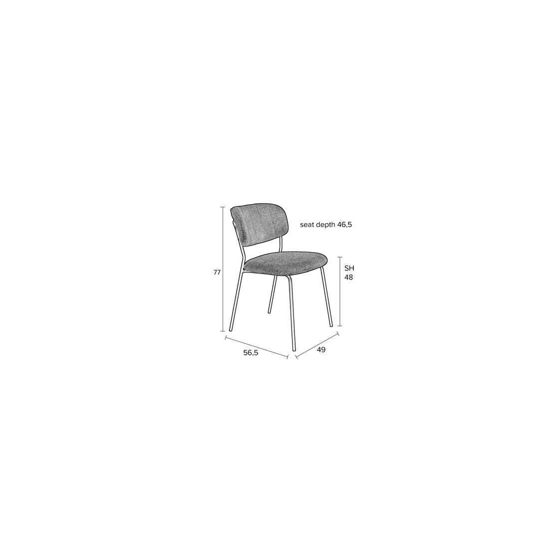 White Label Living Eetkamerstoel Jolien Zwart / Donkergrijs - KwaliteitWonen.nl