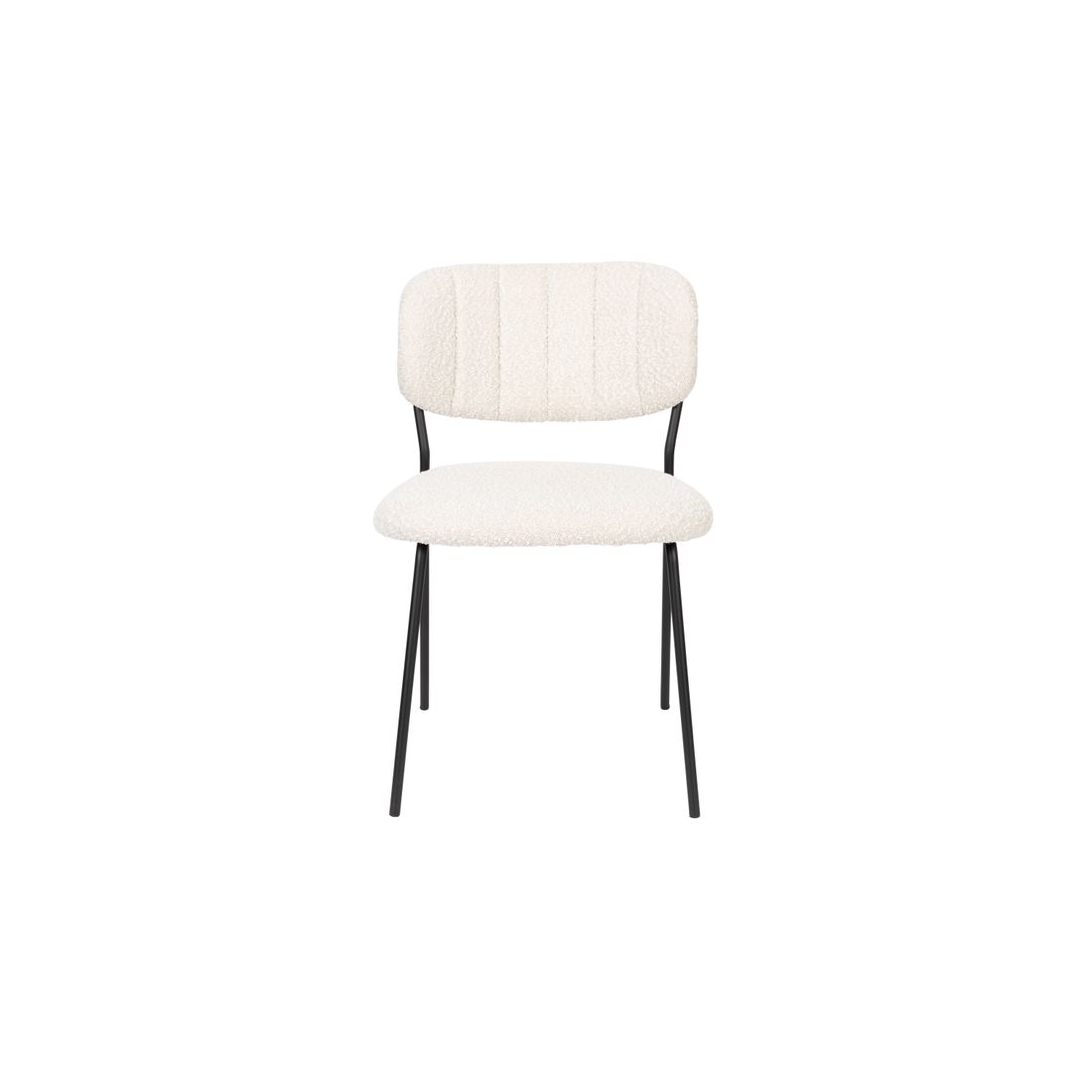 White Label Living Eetkamerstoel Jolien Zwart / Wit Bouclé - KwaliteitWonen.nl
