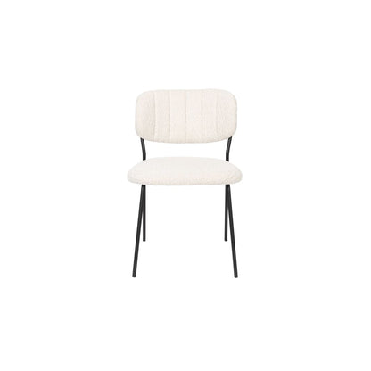 White Label Living Eetkamerstoel Jolien Zwart / Wit Bouclé - KwaliteitWonen.nl