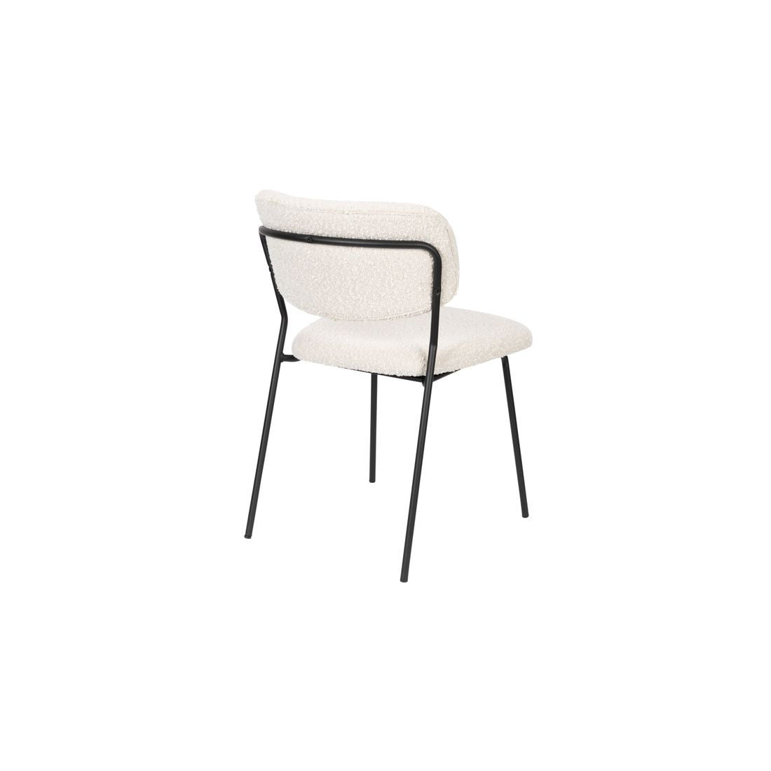 White Label Living Eetkamerstoel Jolien Zwart / Wit Bouclé - KwaliteitWonen.nl