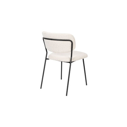 White Label Living Eetkamerstoel Jolien Zwart / Wit Bouclé - KwaliteitWonen.nl