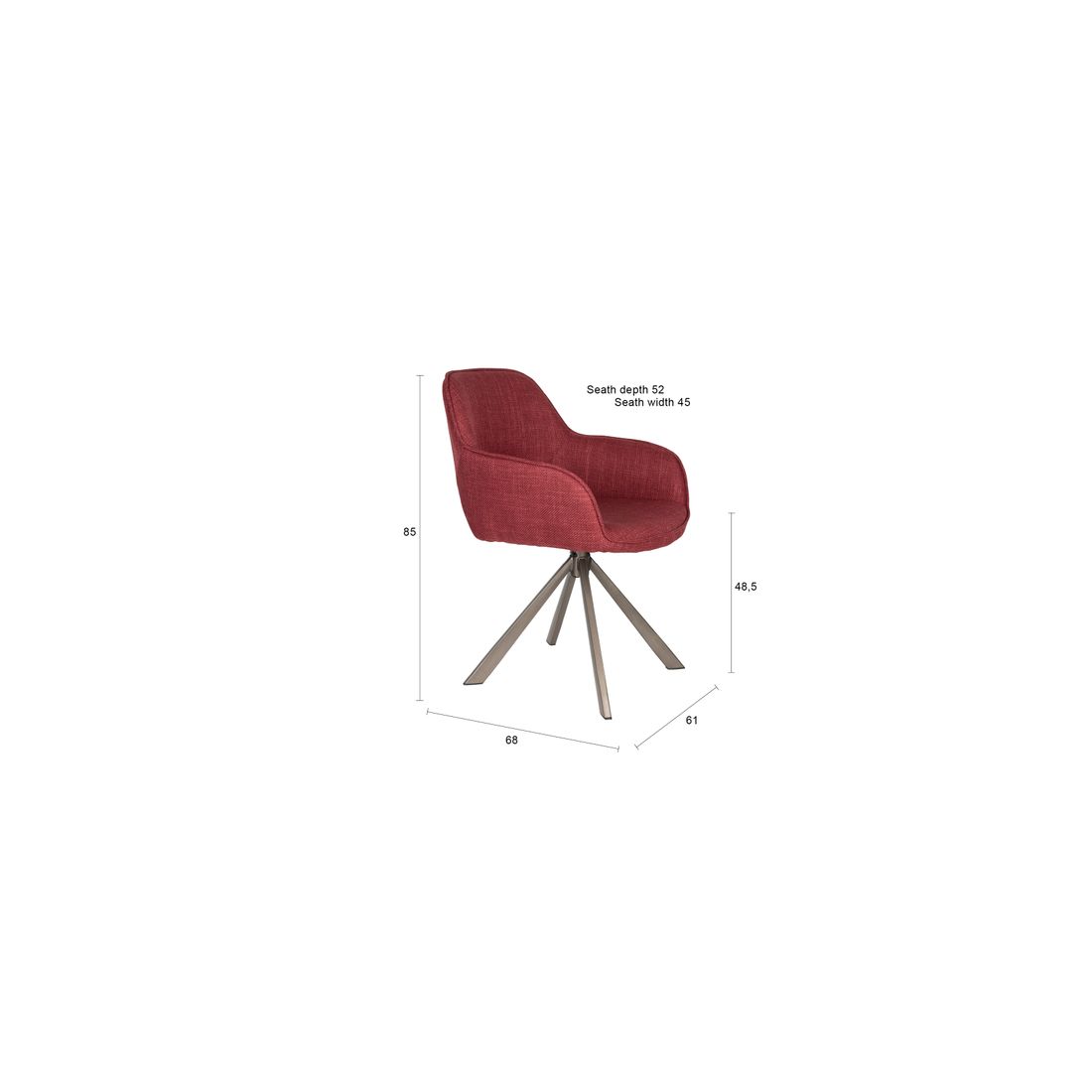 White Label Living Eetkamerstoel Toye Red - KwaliteitWonen.nl