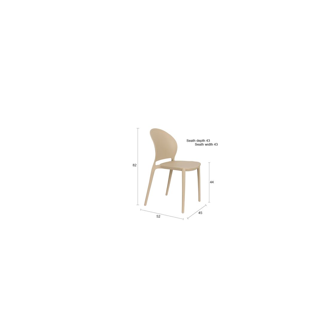 White Label Living Eetkamerstoel & Tuinstoel Sjoerd Beige - KwaliteitWonen.nl