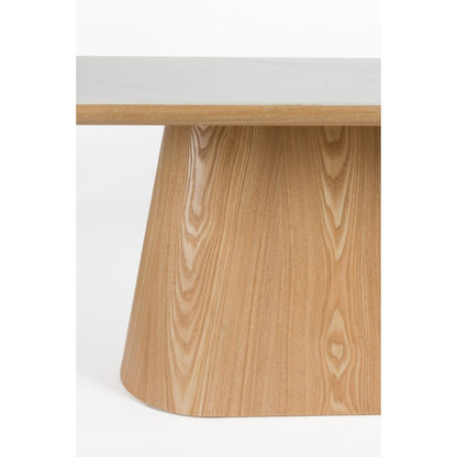 White Label Living Eetkamertafel Almira Ovaal 200x90cm Eiken Marmer - KwaliteitWonen.nl