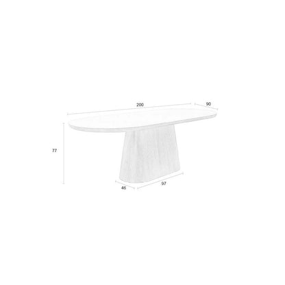 White Label Living Eetkamertafel Almira Ovaal 200x90cm Eiken Marmer - KwaliteitWonen.nl