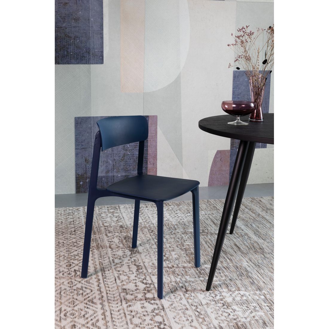 White Label Living Eetstoel Binnen & Buiten Clive Donkerblauw - KwaliteitWonen.nl