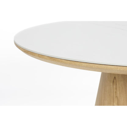 White Label Living Eettafel Almira Ovaal 180x90cm Eiken Marmer - KwaliteitWonen.nl