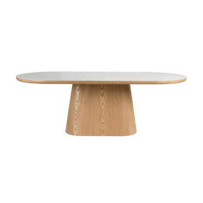 White Label Living Eettafel Almira Ovaal 180x90cm Eiken Marmer - KwaliteitWonen.nl