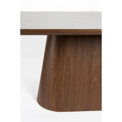 White Label Living Eettafel Almira Ovaal 200x90cm Walnoot Marmer - KwaliteitWonen.nl